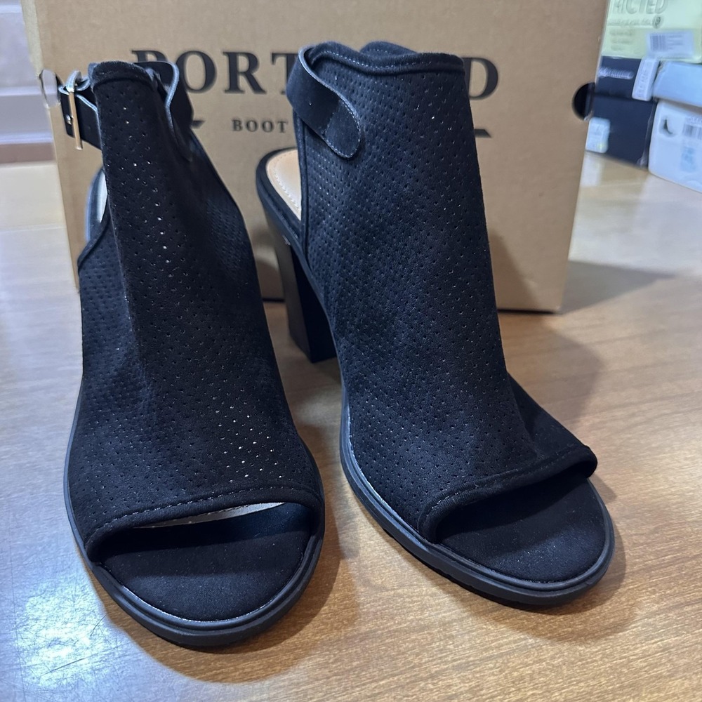 Portland Boot Company Shoes Womens Size 8.5 Black Nikki Peep Toe Heel Sandals
